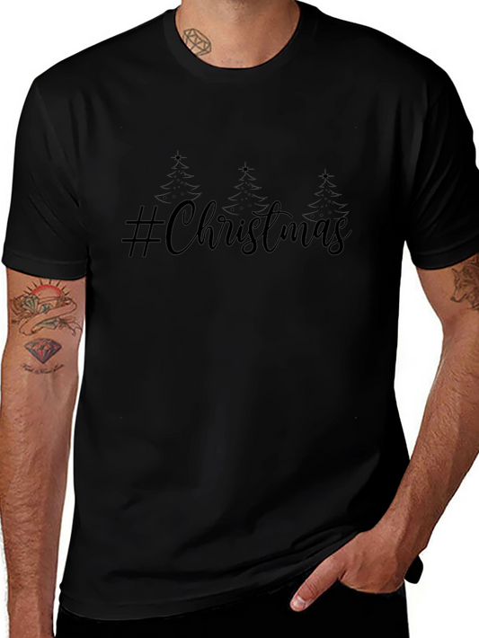 #Christmas Graphic Print Black T-Shirt