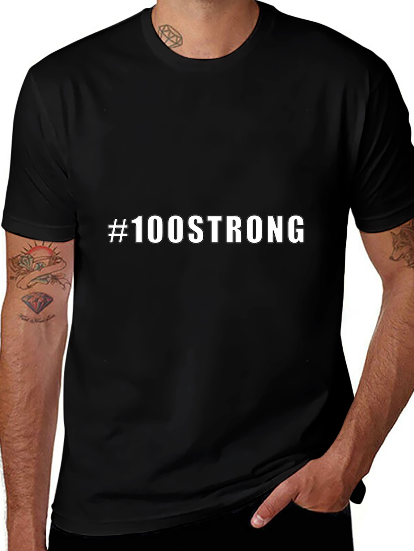 #100STRONG Black T-Shirt - Bold Statement Tee