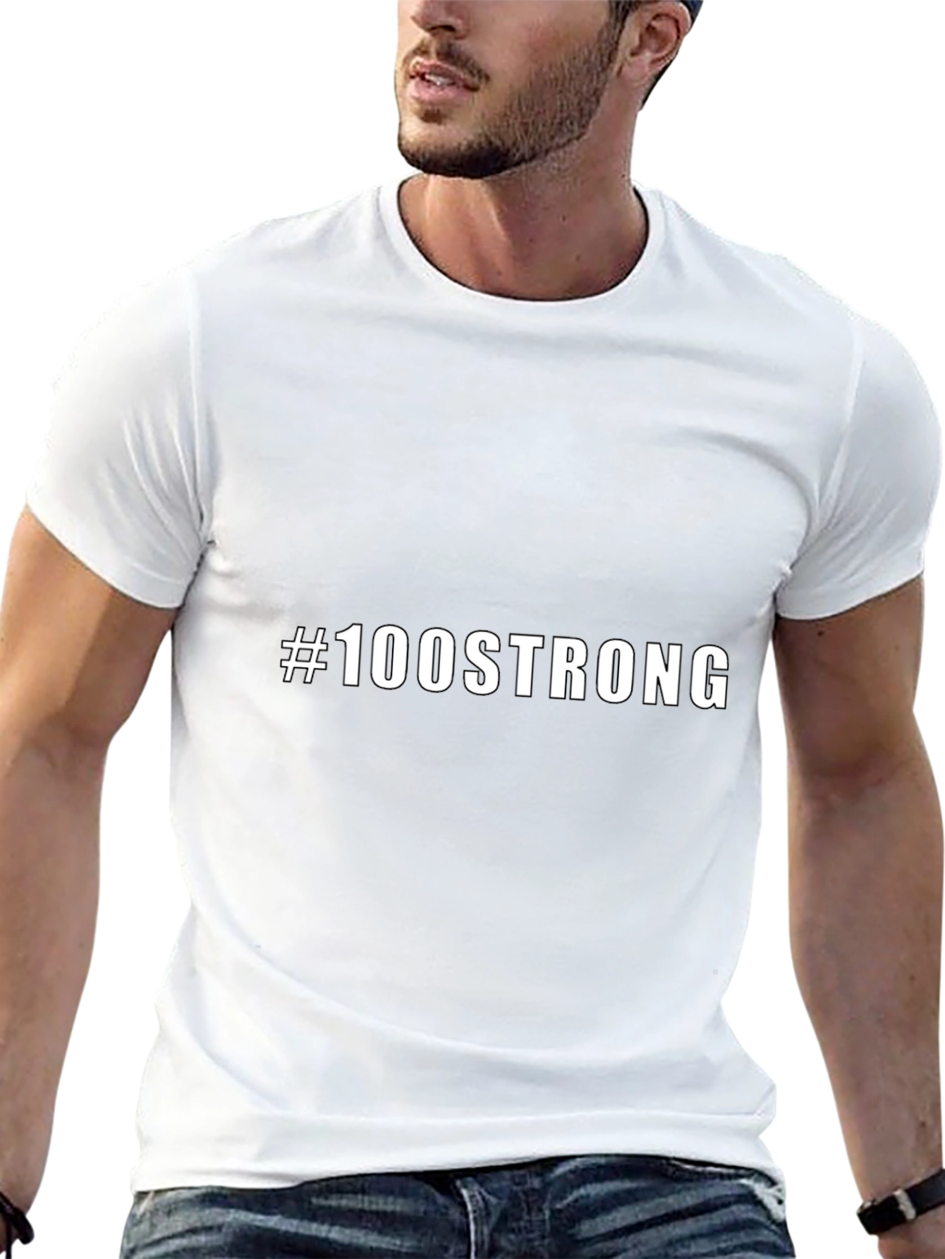 #100STRONG Black T-Shirt - Bold Statement Tee