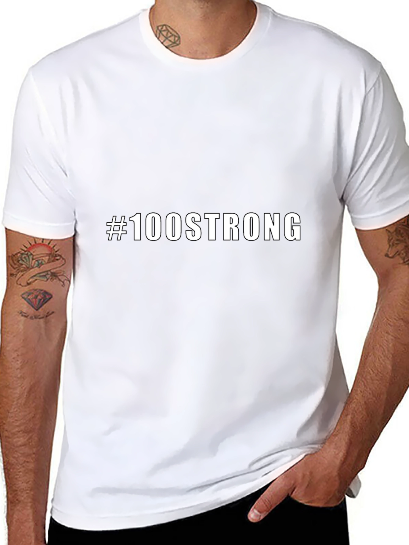 #100STRONG Black T-Shirt - Bold Statement Tee