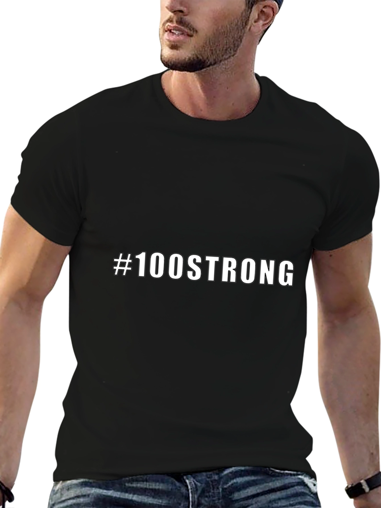 #100STRONG Black T-Shirt - Bold Statement Tee
