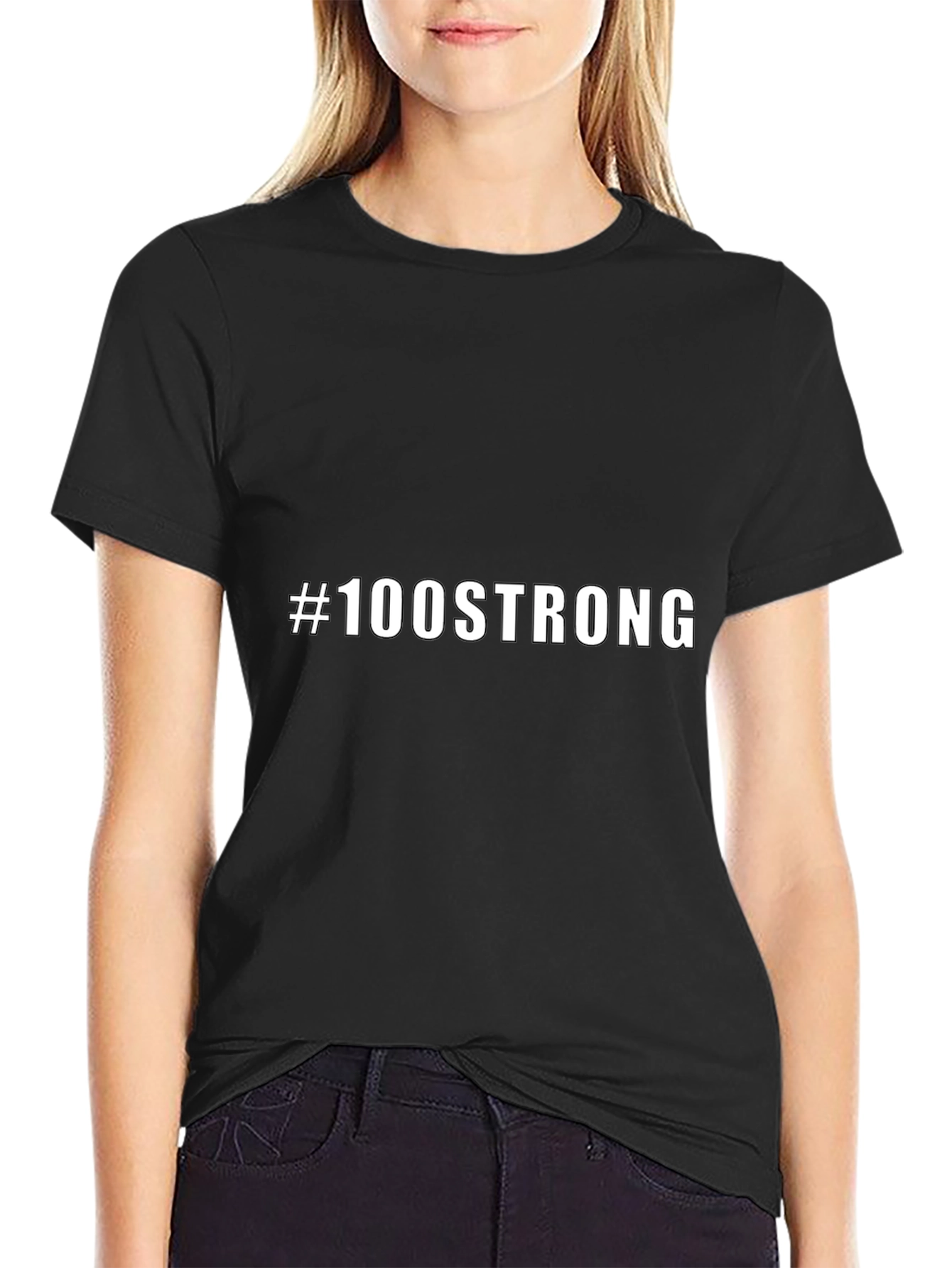 #100STRONG Black T-Shirt - Bold Statement Tee
