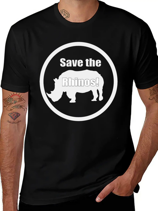 "Save The Rhinos" Rhinoceros Protection Gift Idea Lightweight Cotton T-Shirt – Daily Comfort Graphic Shirt